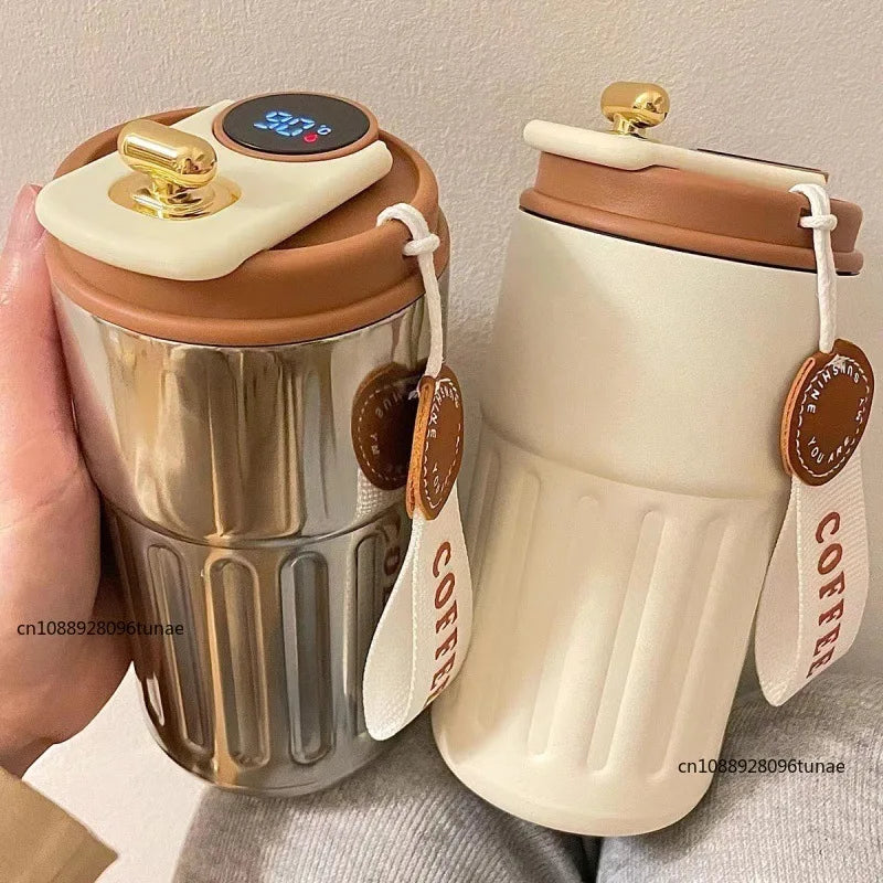 Gourde à café en inox 450 ml à affichage de température — 6 coloris