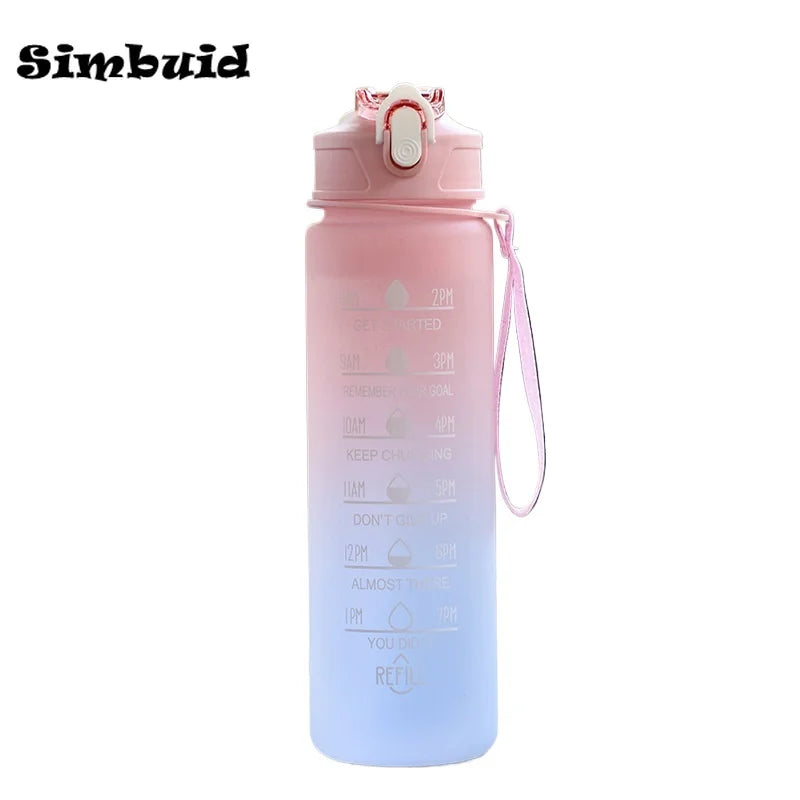 Gourde de sport 600 ml à 1 L à paille — Rose 750
