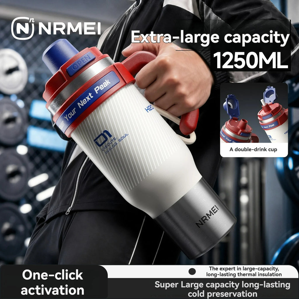 Gourde en inox 1,3 L à paille