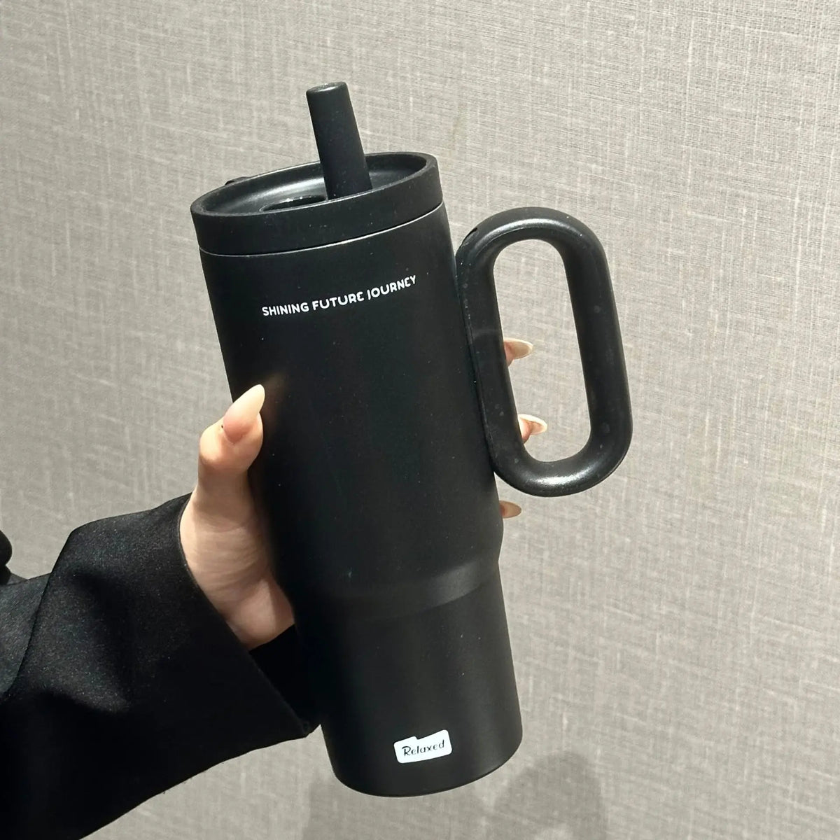 Gourde de sport en inox 720 ml à 750 ml à paille — Noir