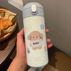 Gourde enfant en inox 380 ml à paille — Blanc