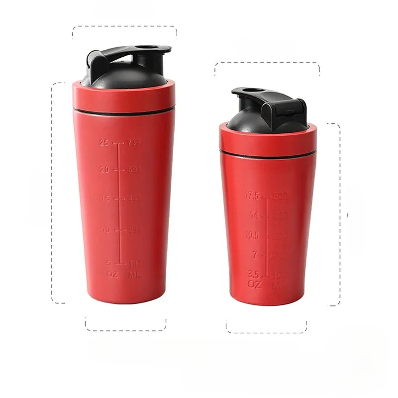 Gourde de sport en inox 500 ml à 750 ml shaker anti-fuite — Rouge 750 ml
