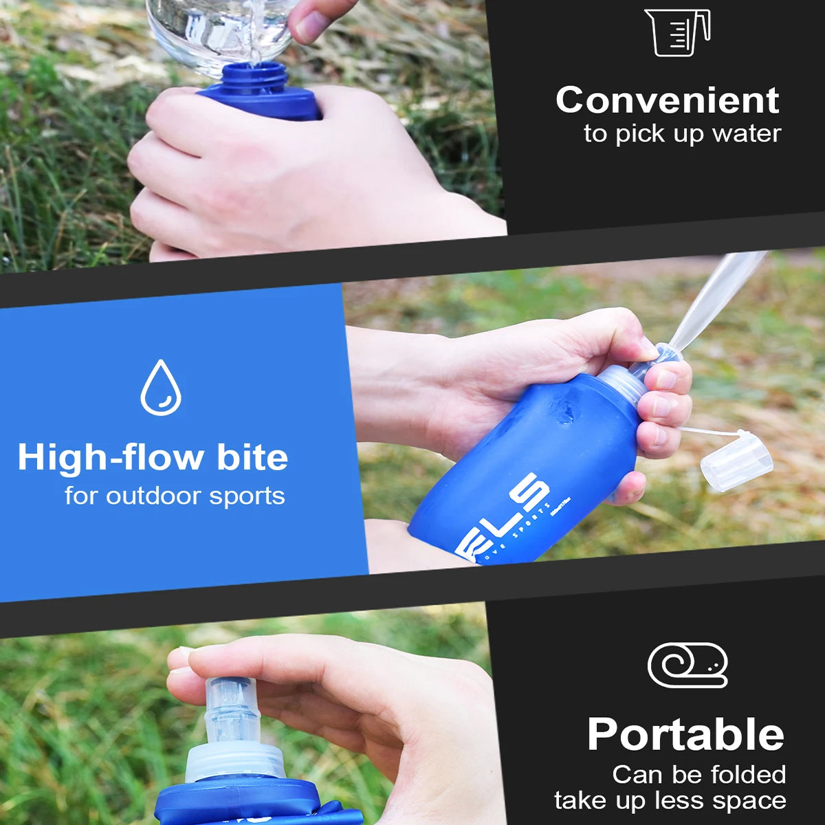 Gourde de sport en silicone 150 ml à 500 ml