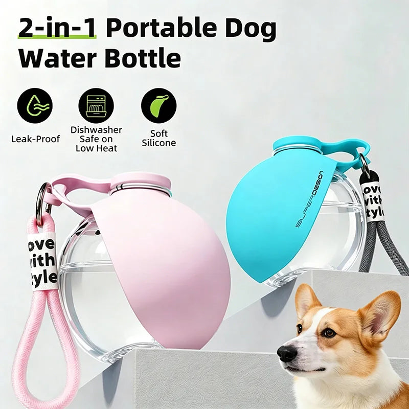Gourde pour chien en silicone à mousqueton