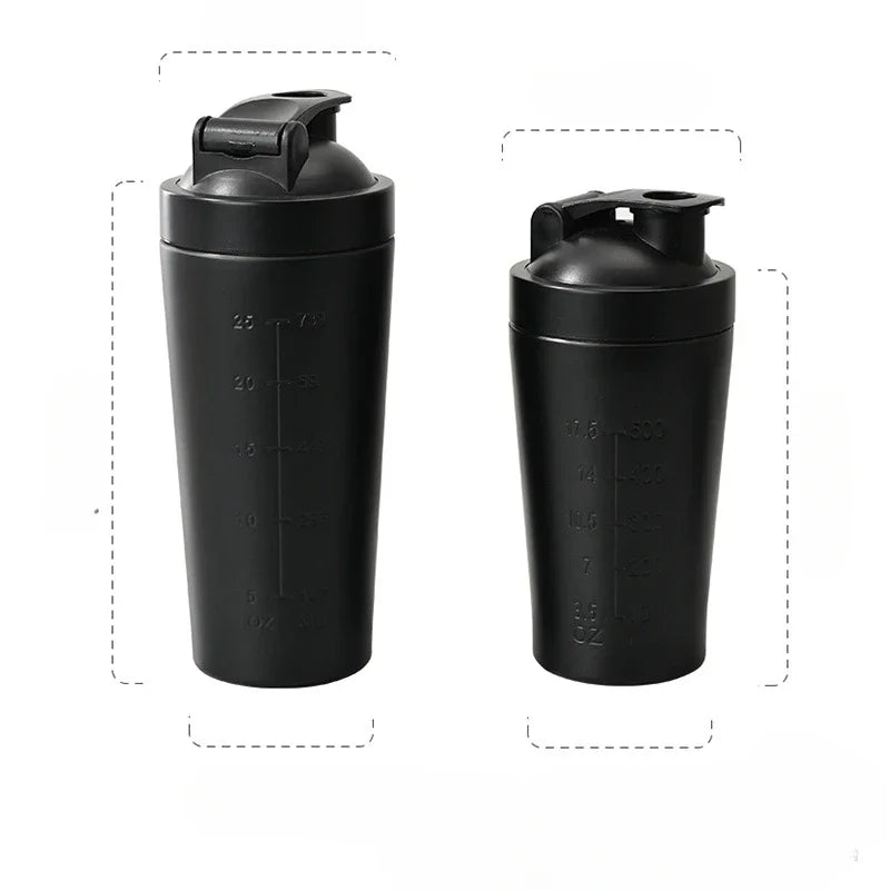 Gourde de sport en inox 500 ml à 750 ml shaker anti-fuite — Noir 750 ml