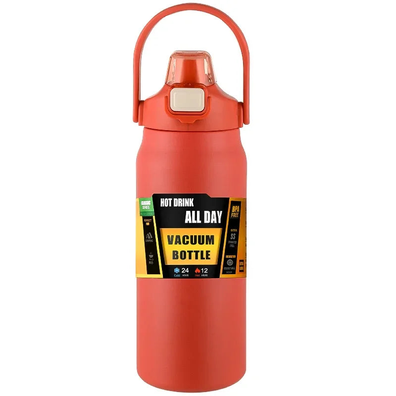 Gourde de sport en inox 800 ml à 1,5 L à paille — 1,5 L Rouge