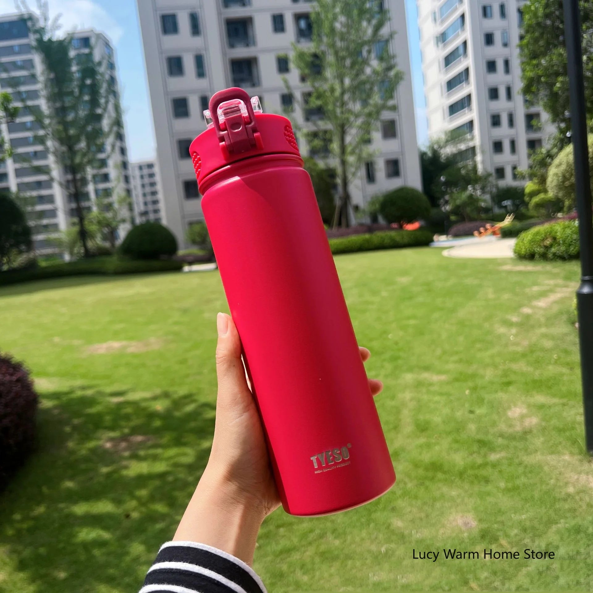 Gourde en inox 600 ml à 750 ml à paille — 750 ml Rouge