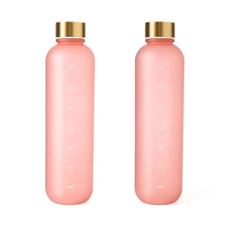 Gourde de sport en plastique sans BPA 950 ml à 1 L graduée — Rose