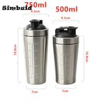 Gourde de sport en inox 500 ml à 750 ml shaker anti-fuite — Argent 750 ml
