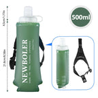 Gourde de running pliable 500 ml à sangle de main — Vert