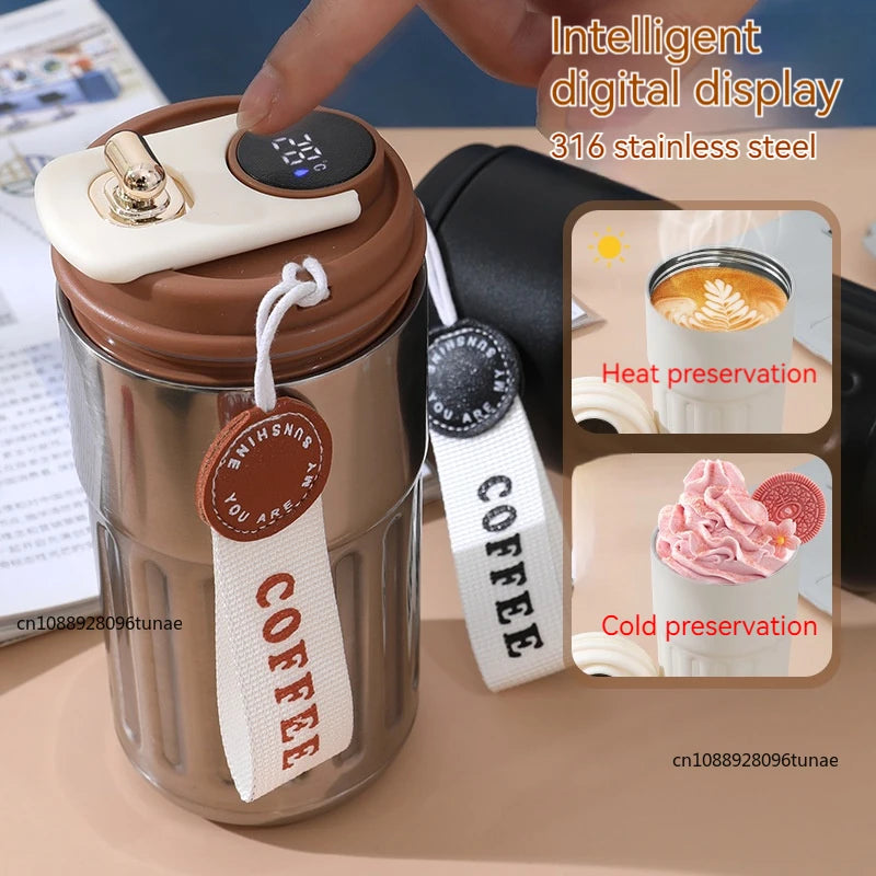 Gourde à café en inox 450 ml à affichage de température — 6 coloris