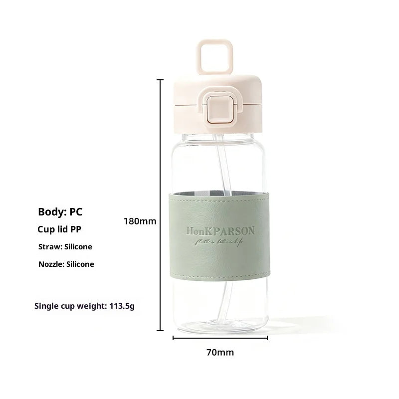Gourde en plastique sans BPA 500 ml à paille anti-fuite