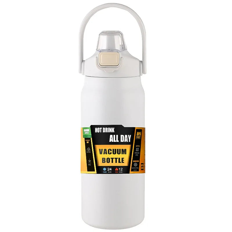 Gourde de sport en inox 800 ml à 1,5 L à paille — 9 coloris — 800 ml Blanc