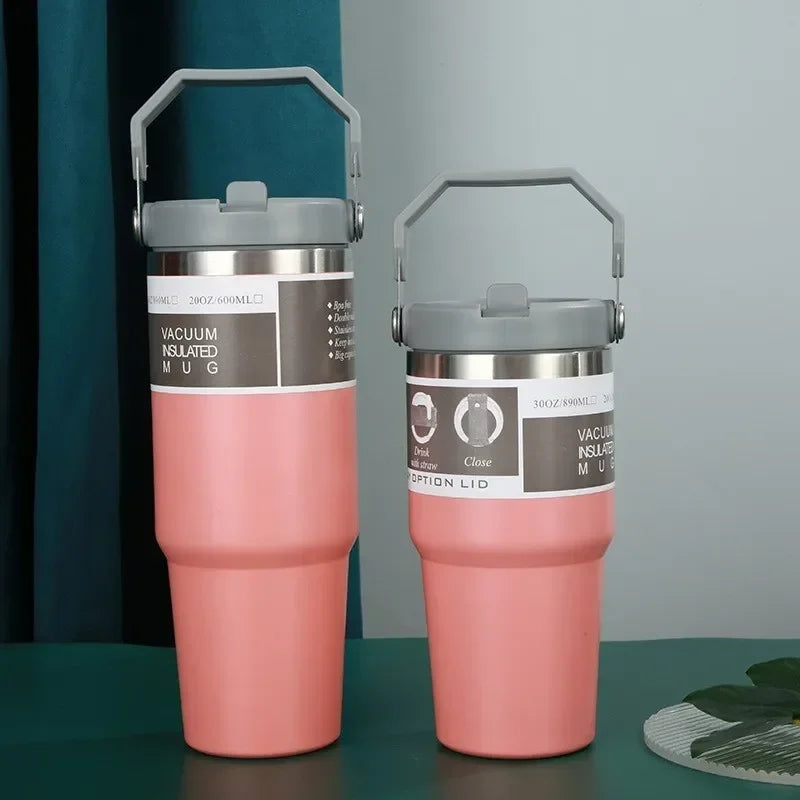 Gourde de sport en inox 590 ml à 890 ml à paille — 600 ml Rose