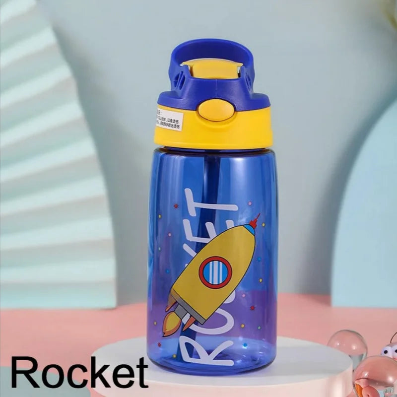 Gourde enfant en plastique sans BPA 480 ml à paille — Fusée