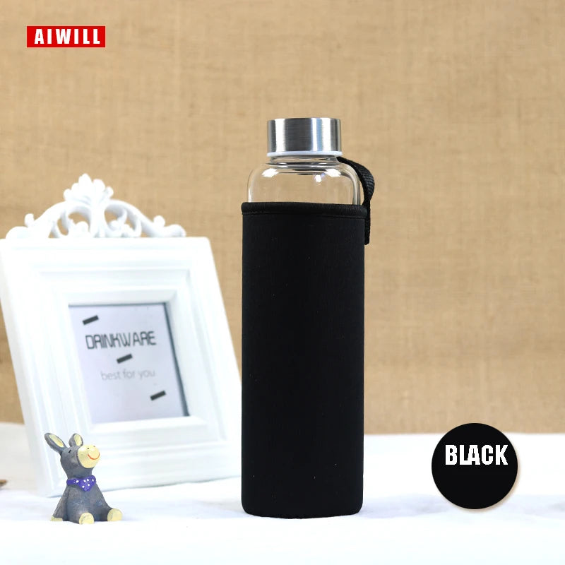 Gourde de vélo en verre 280 ml à 550 ml — 420 ml Noir