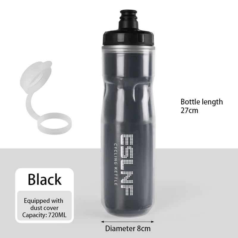 Gourde de vélo 720 ml isotherme — Noir