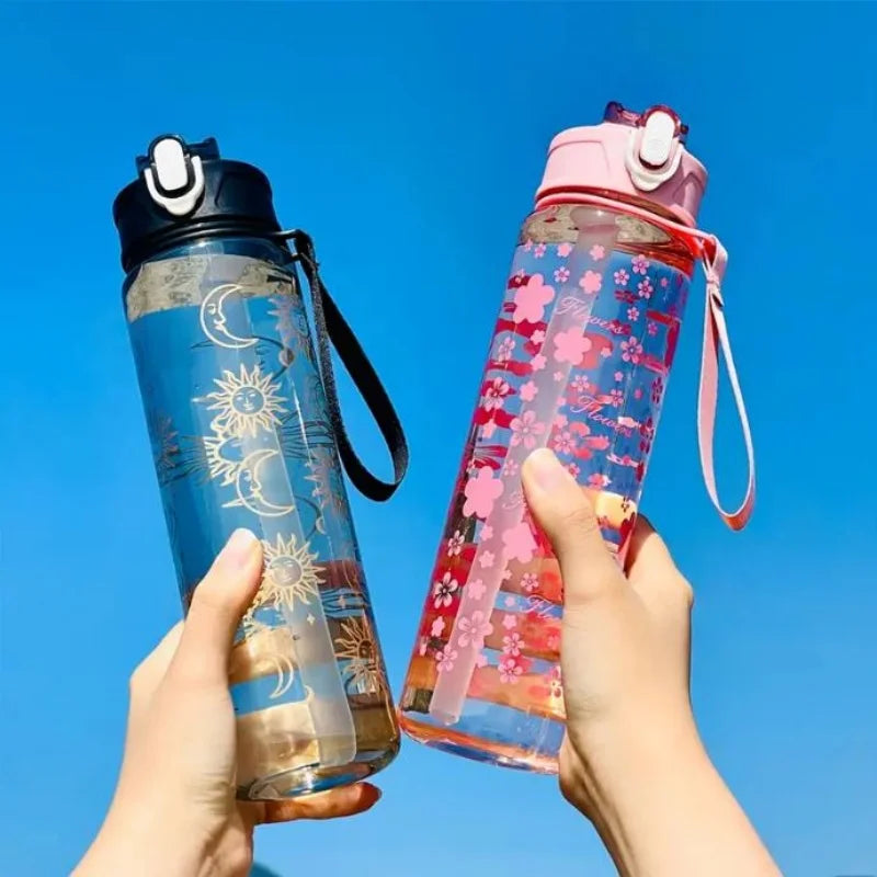 Gourde en plastique sans BPA 800 ml à paille