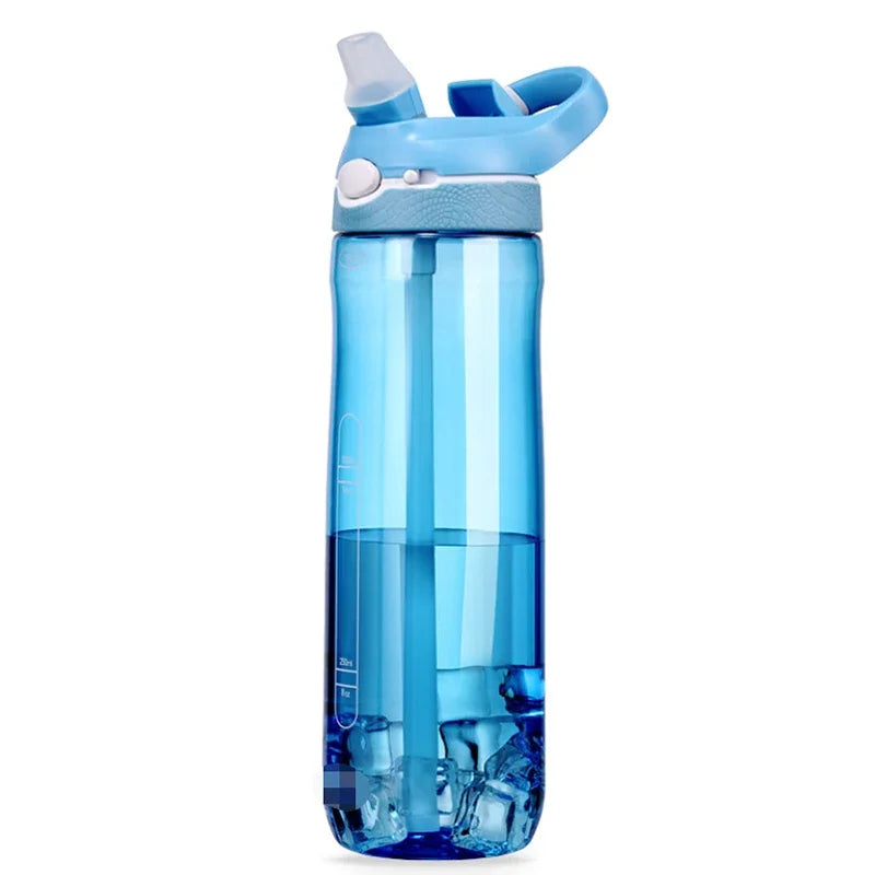 Gourde de sport en verre 750 ml à paille — Bleu