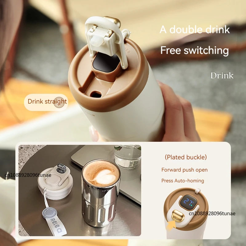 Gourde à café en inox 450 ml à affichage de température — 6 coloris