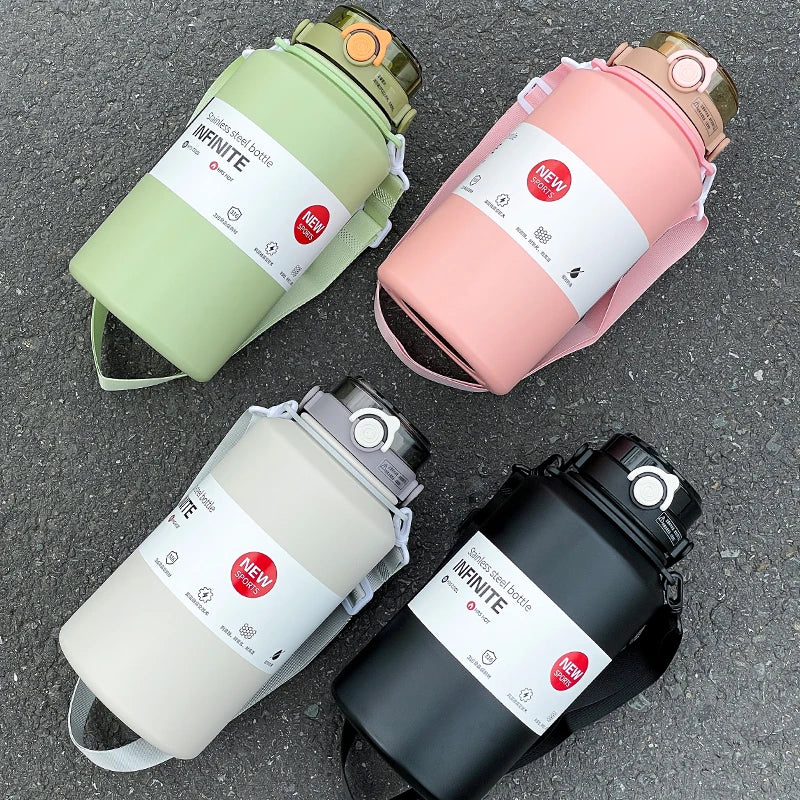 Gourde de sport en inox 800 ml à 2 L à paille