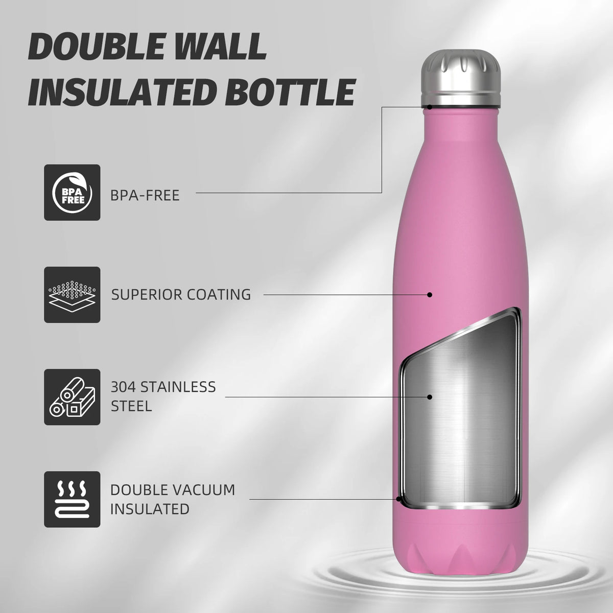 Gourde de sport en inox 500 ml isotherme