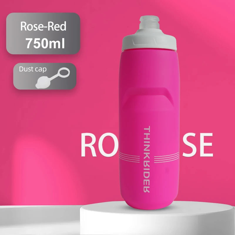 Gourde de vélo en plastique sans BPA 620 ml à 750 ml — Rouge rose