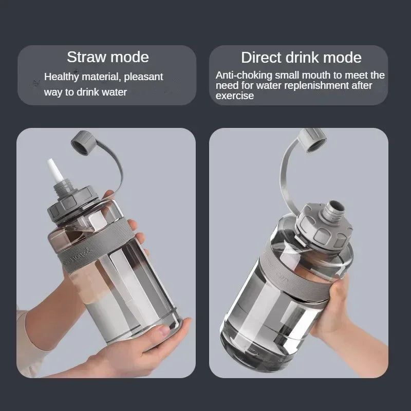 Gourde de sport en plastique sans BPA 600 ml à 2 L à paille