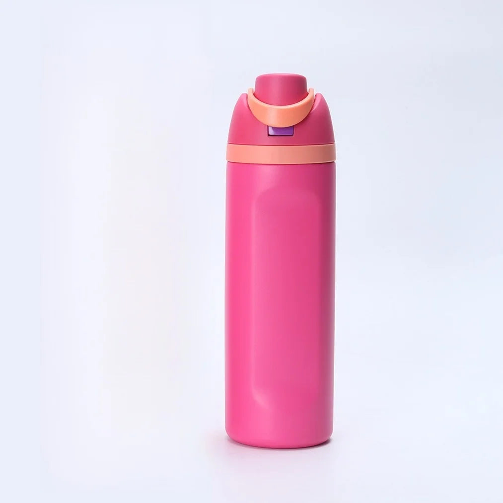 Gourde en inox 450 ml à 710 ml à paille — 710 ml Rouge rose