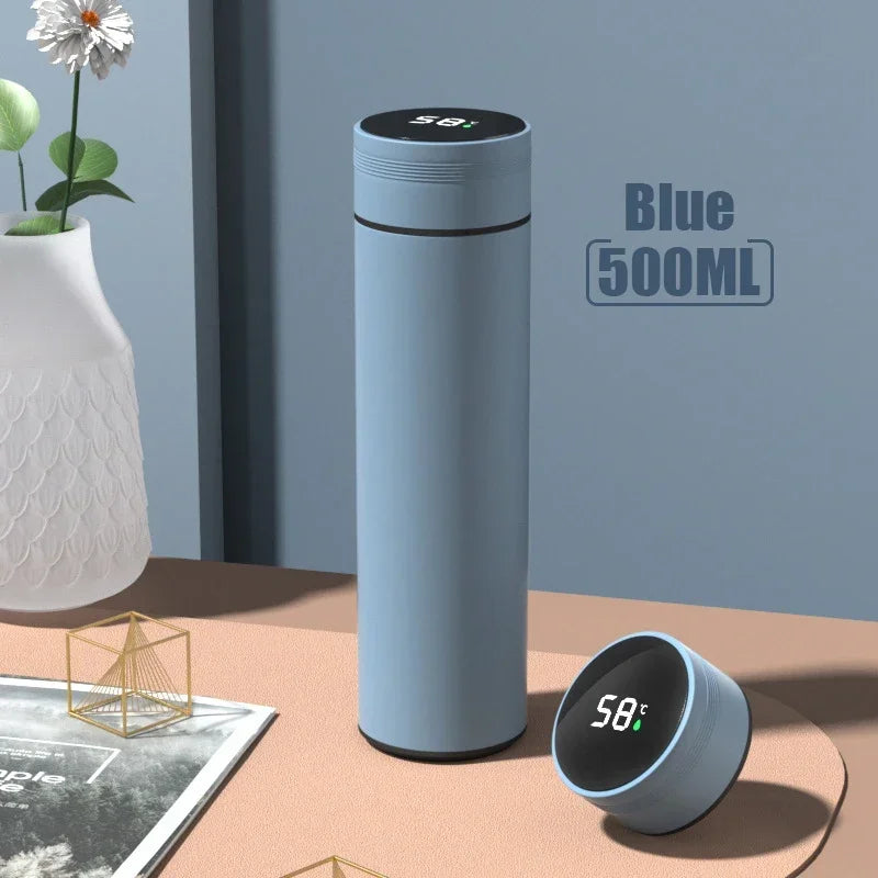 Gourde en inox 500 ml à affichage de température — 8 coloris — Bleu
