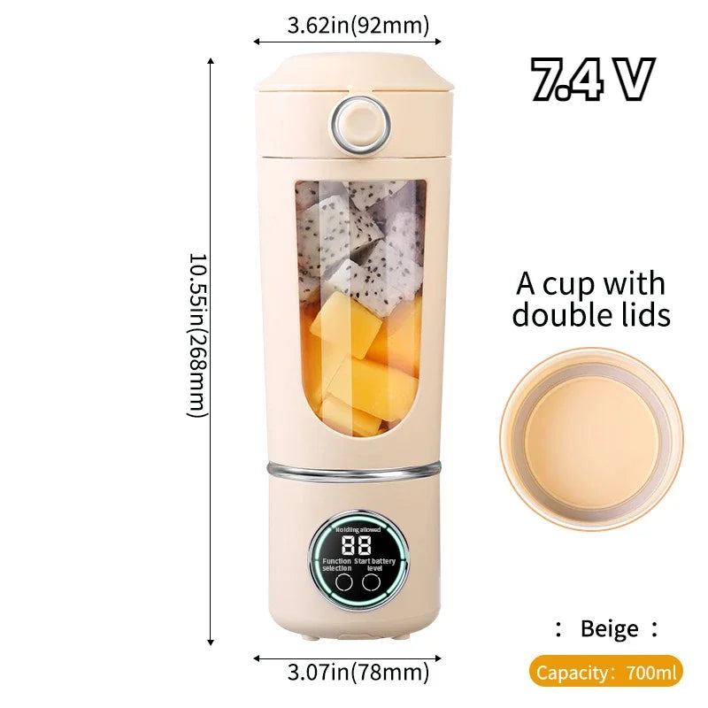 Gourde 700 ml shaker — 4 coloris — Beige 7.4v avec couvercle