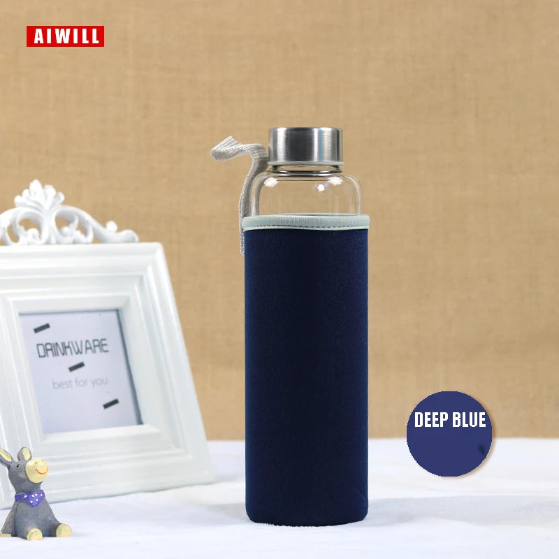 Gourde de vélo en verre 280 ml à 550 ml — 420 ml Bleu foncé