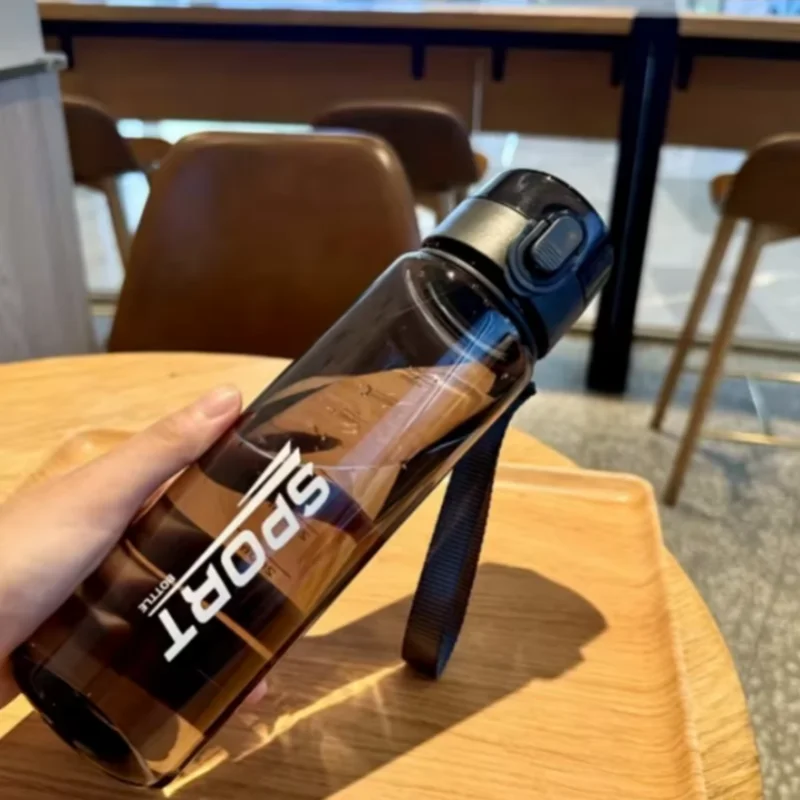 Gourde de sport en plastique sans BPA 400 ml à 560 ml — 560 ml Transparent et Noir