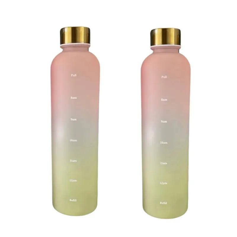 Gourde de sport en plastique sans BPA 950 ml à 1 L graduée — Rose et Jaune