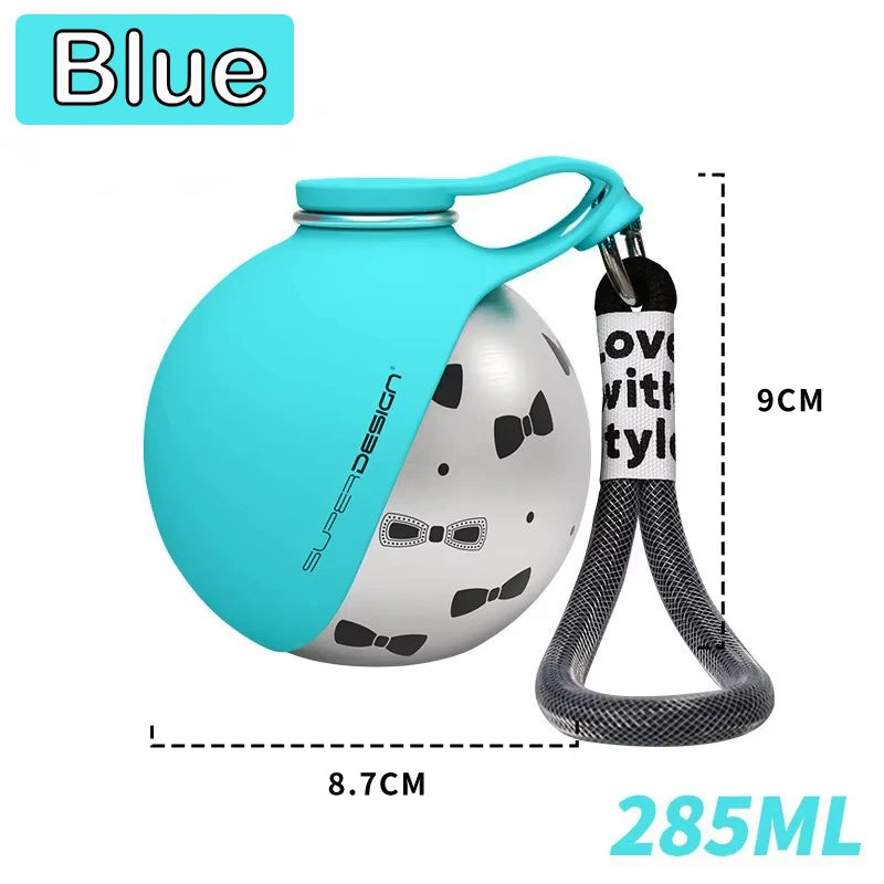 Gourde pour chien en inox 285 ml anti-fuite — Bleu with print