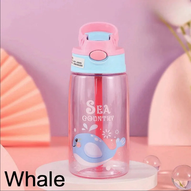 Gourde enfant en plastique sans BPA 480 ml à paille — Baleine