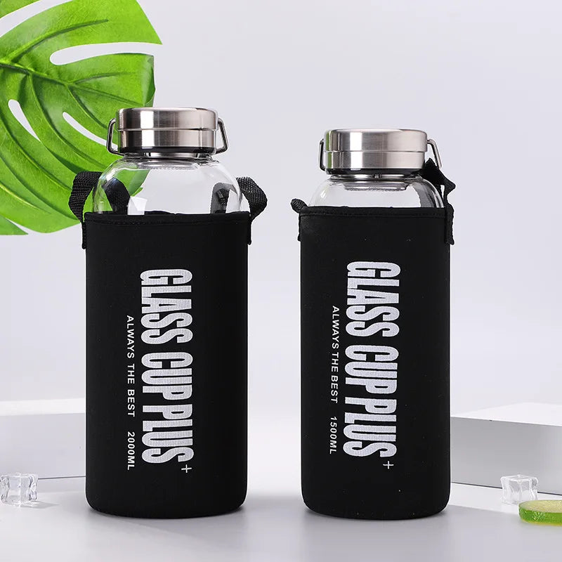 Gourde de sport en verre 600 ml à 2 L avec filtre