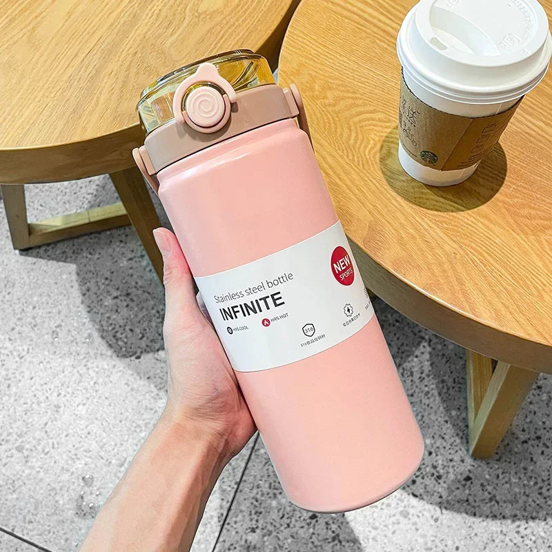 Gourde en inox 1 L à 1,2 L à paille — 1 L Rose
