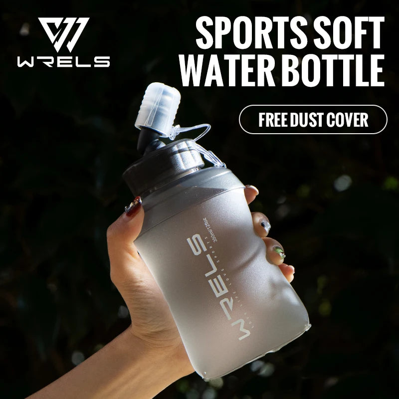 Gourde de sport en silicone 350 ml à 500 ml à paille — Noir