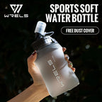 Gourde de sport en silicone 350 ml à 500 ml à paille — Noir
