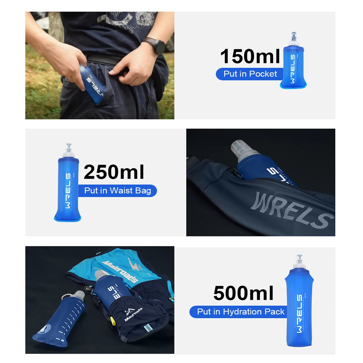 Gourde de sport en silicone 150 ml à 500 ml