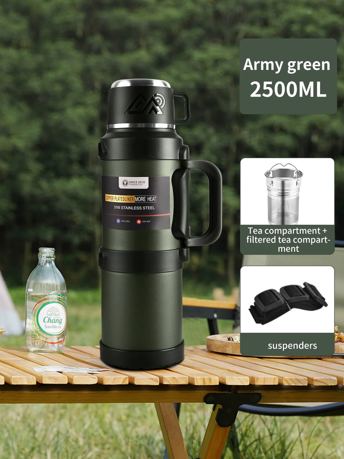 Gourde en inox 1,3 L à 4 L isotherme — Vert