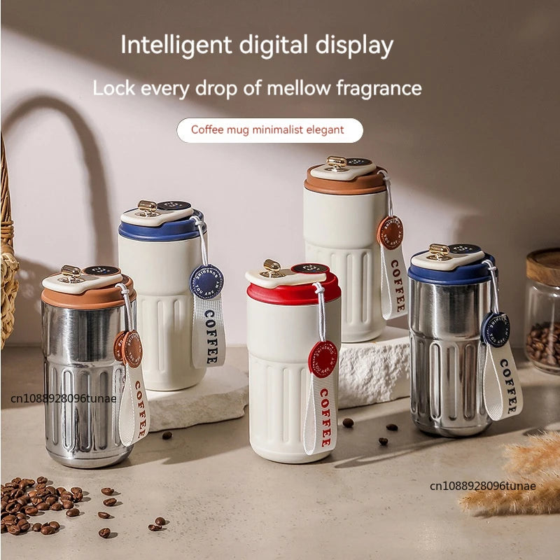 Gourde à café en inox 450 ml à affichage de température — 6 coloris