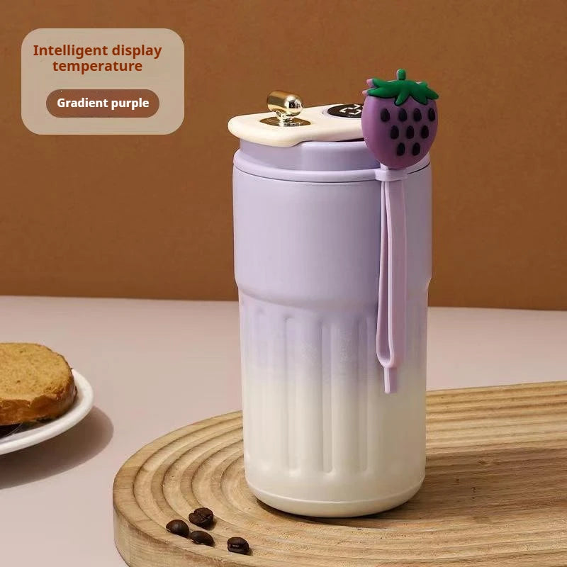 Gourde à café en inox 450 ml à affichage de température — 6 coloris — Dégradé et Violet