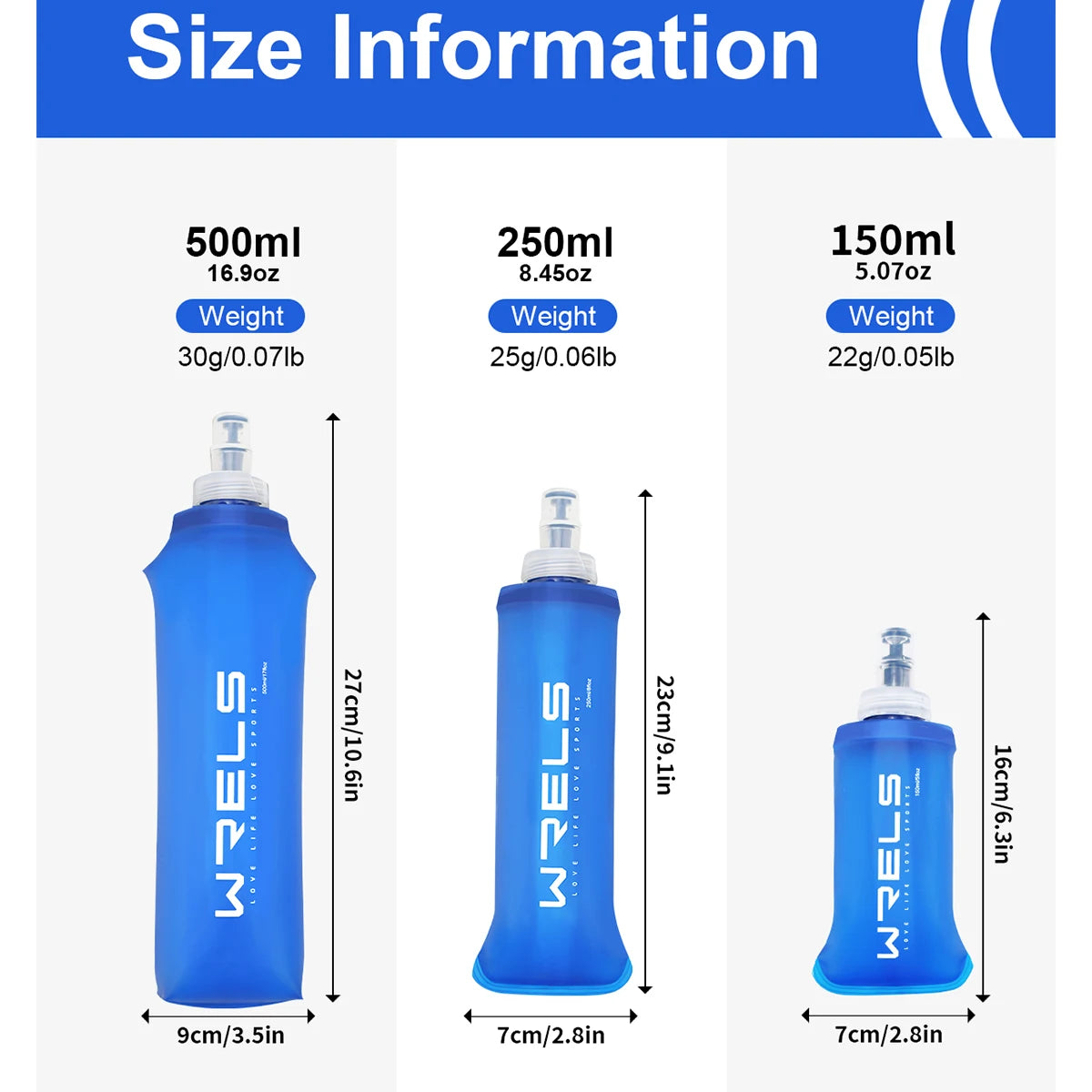 Gourde de vélo en plastique sans BPA 150 ml à 500 ml