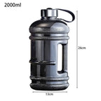 Gourde de sport en plastique sans BPA 2 L shaker — Noir