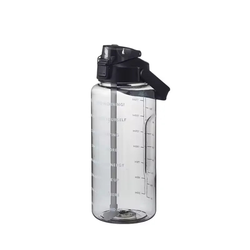 Gourde de sport en plastique sans BPA à paille — Noir