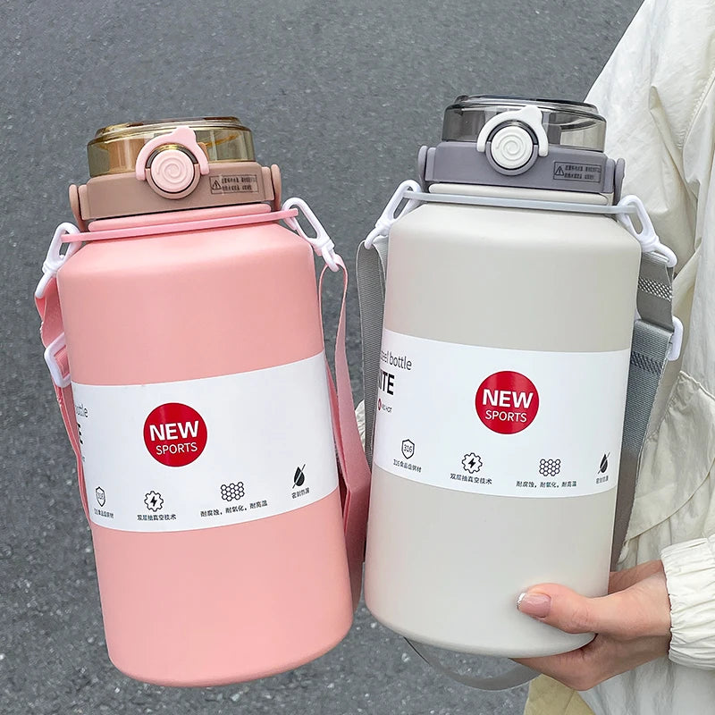 Gourde de sport en inox 800 ml à 2 L à paille