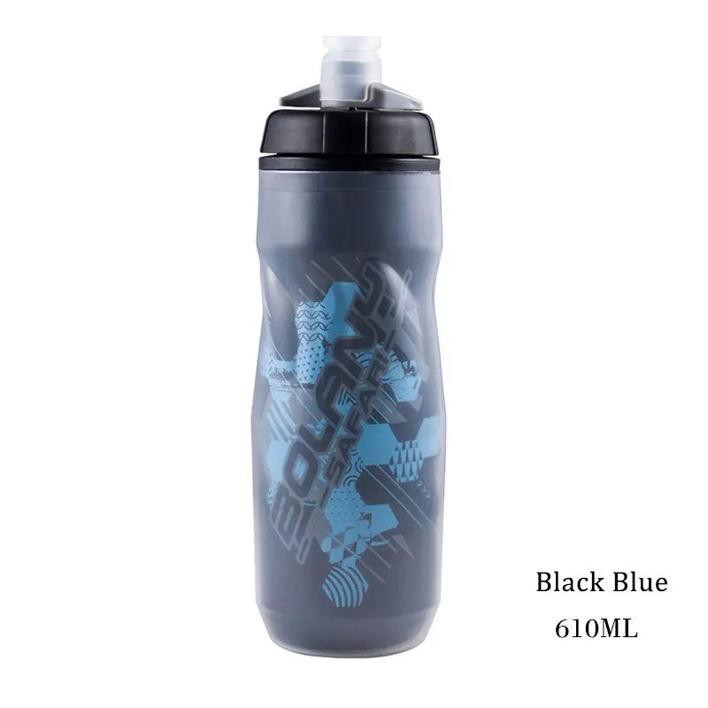 Gourde de vélo en plastique sans BPA 600 ml — Noir et Bleu