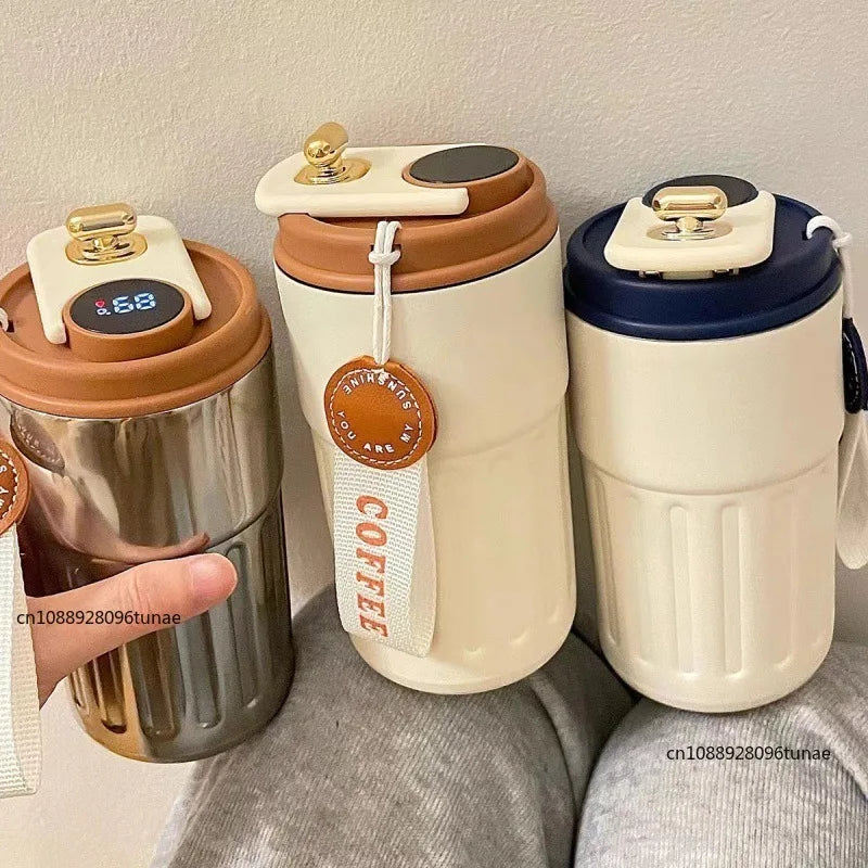 Gourde à café en inox 450 ml à affichage de température — 6 coloris